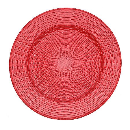 Sousplat Trançado Vermelho 33cm - 01 unidade - Cromus Natal - Rizzo