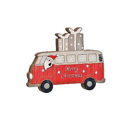 Van em Madeira com Noel Vermelho - 01 unidade - Cromus Natal - Rizzo