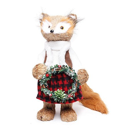 Raposa em Pé Saia Xadrez 40cm - 01 unidade - Cromus Natal - Rizzo
