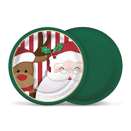 Prato de Papel Redondo Noite Feliz 18cm - 08 unidades - Cromus Natal - Rizzo