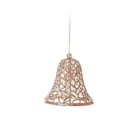 Enfeite para Pendurar Sino Rose Gold Tam P 10cm - 01 unidades - Cromus Natal - Rizzo