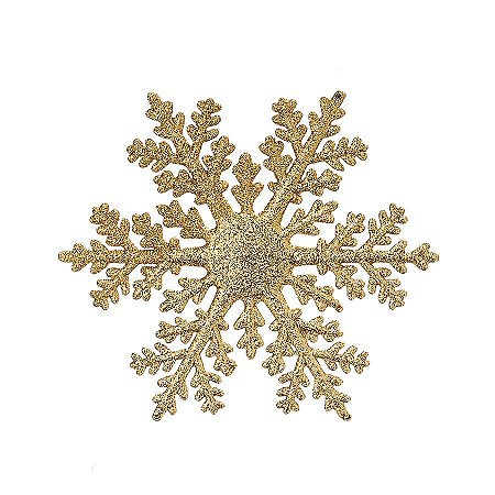Enfeite para Pendurar Floco de Neve Ouro 15cm - 06 unidades - Cromus Natal - Rizzo