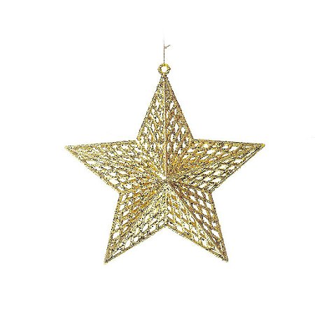 Enfeite para Pendurar Estrela Ouro Tam G 22cm - 01 unidade - Cromus Natal - Rizzo