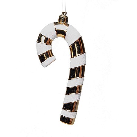 Enfeite para Pendurar Bengala Curvada Ouro 15cm - 04 unidades - Cromus Natal - Rizzo