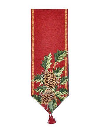 Caminho de Mesa Pinhas Vermelho 180cm - 01 unidade - Cromus Natal - Rizzo