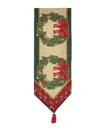 Caminho de Mesa Guirlanda Laço Verde 180cm - 01 unidade - Cromus Natal - Rizzo