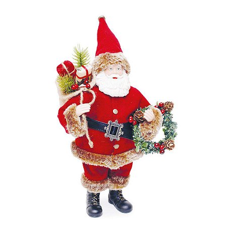 Noel com Guirlanda Vermelho  30cm - 01 unidade - Cromus Natal - Rizzo
