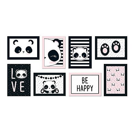 Kit Cartaz Decorativo Festa Panda - 8 unidades - Cromus - Rizzo Festas