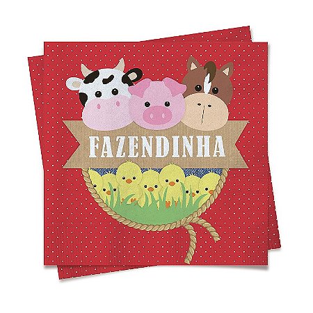 Guardanapo Festa Fazendinha Bichinhos - 20 unidades - Cromus - Rizzo Festas