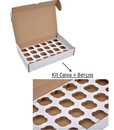 Caixa para Transporte 25 Cupcakes com berço 40x40x12 cm - Niagara