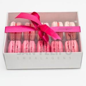 Caixa para 10 Macarons com Berço Ref. M10BCB Branco - 10,5x14,5x5cm - 1 Unidade - San Felipo Rizzo Confeitaria​