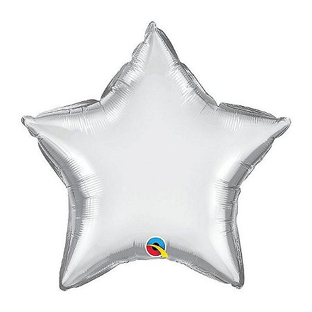 Balão de Festa Microfoil 20" 51cm - Estrela Chrome Prata - 01 Unidade - Qualatex - Rizzo Balões