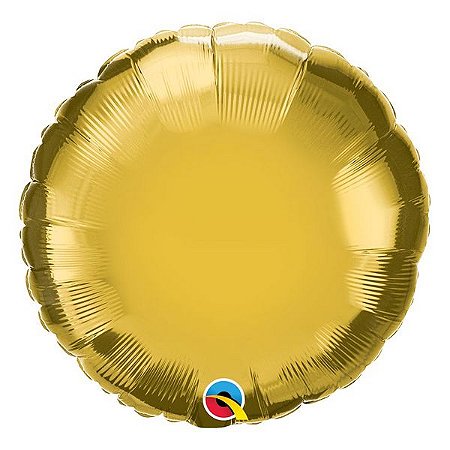 Balão de Festa Microfoil 18" 45cm - Redondo Ouro Metálico - 01 Unidade - Qualatex - Rizzo Balões
