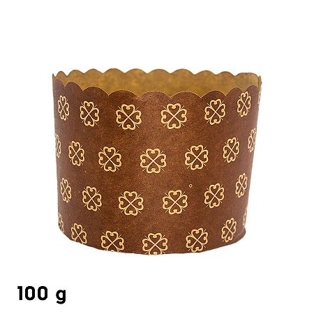 Forma Panetone 100 g - Decorada Marrom - 25 unidades