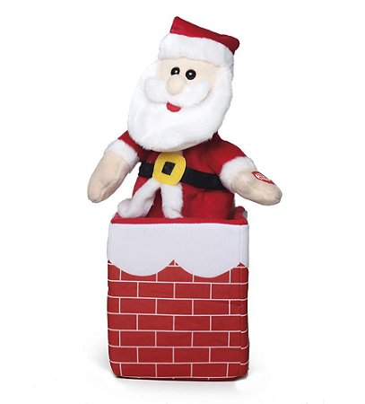 Papai Noel com Som e Movimento na Chaminé 25cm - 01 unidade - Cromus Natal - Rizzo