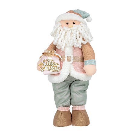 Noel em Pé com Saco de Presente 60cm - 01 unidade - Neo Mint - Cromus Natal - Rizzo Embalagens