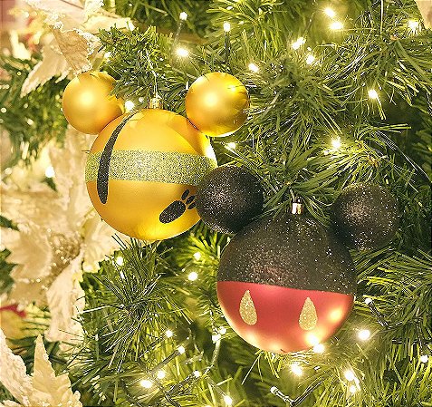 Kit Bolas Mickey e Pluto 10cm - 02 unidades Natal Disney - Cromus - Rizzo