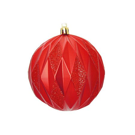 Kit Bolas com Losango Vermelho 8cm - 06 unidades - Cromus Natal - Rizzo