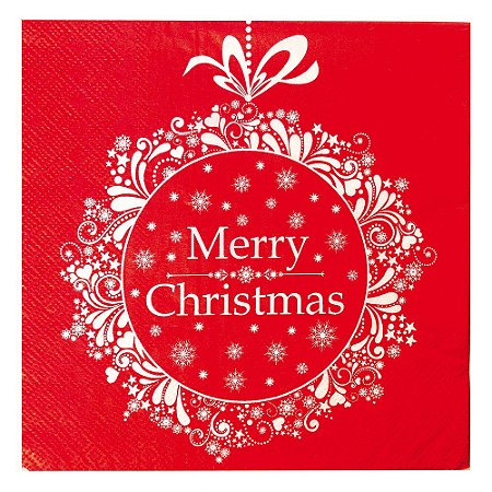Guardanapo Vermelho Merry Christmas 32,5cm - 20 folhas - Cromus Natal