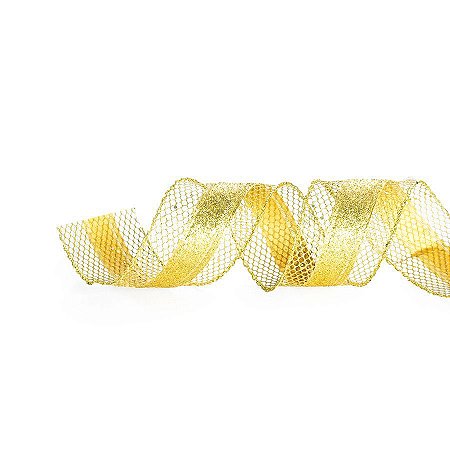Fita Telada com Faixa Ouro 3,8cm x 9,14m - 01 unidade - Cromus Natal - Rizzo
