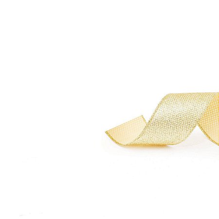 Fita Glitter Marfim Ouro 6,3cm - 01 unidade 9,14m - Cromus Natal - Rizzo