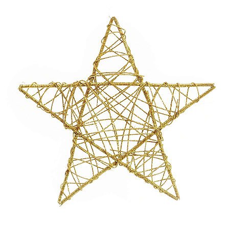 Estrela Rattan Ouro 30cm - 01 unidade - Cromus Natal - Rizzo