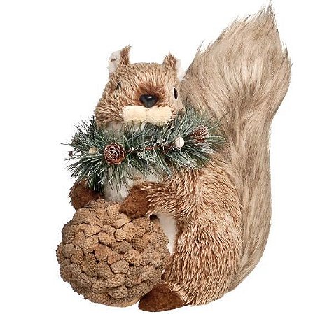 Esquilo Sentado Segurando Avelã 25cm - 01 unidade - Cromus Natal - Rizzo
