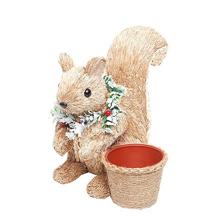 Esquilo Sentado com Cachepot Crespinho 26cm - 01 unidade - Cromus Natal - Rizzo