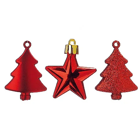 Enfeite para Pendurar Sortidos Vermelho 4cm - 12 unidades - Cromus Natal - Rizzo