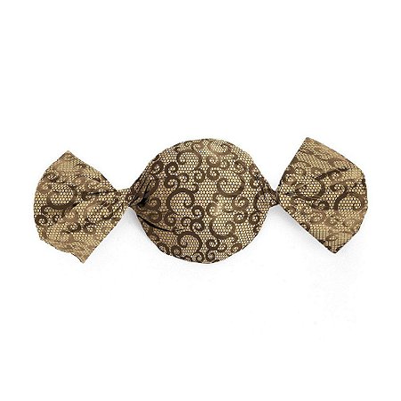 Papel Trufa 14,5x15,5cm - Renda Marrom Ouro - 100 unidades - Cromus