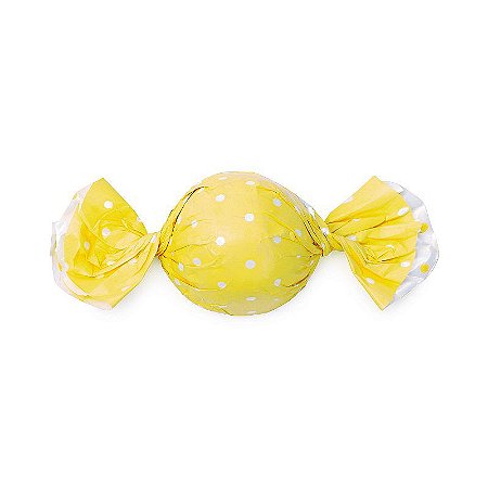 Papel Mini Trufa - 12x12,5cm - Poa Amarelo - 100 unidades - Cromus - Rizzo Embalagens