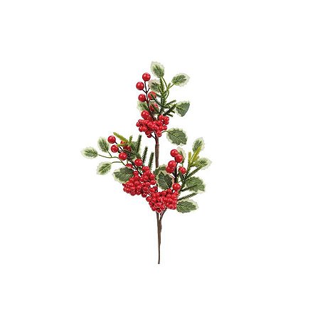 Galho Folhas e Frutas - Vermelho - 47 cm - 1 unidade - Cromus  - Rizzo
