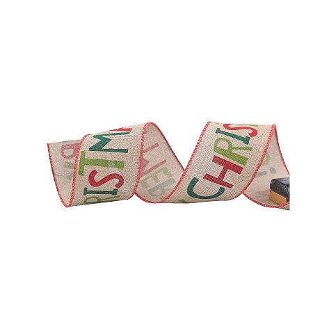Fita Marry Christmas - Verde e Vermelho -  6,3 cm x 9,14 m - 1 unidade - Cromus  - Rizzo