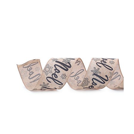 Fita Noel - Cru/ Preto - 6,3 cm x 9,14 m - 1 unidade - Cromus  - Rizzo