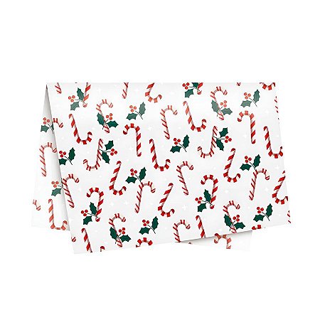 Papel de Seda - 49x35cm - Candy Cane de Natal  - 1 unidade - Cromus - Rizzo
