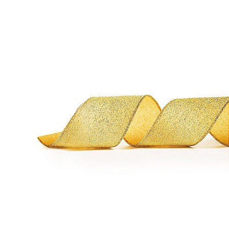 Fita Aramada Ouro Glitter 10cm x 9,14m - 01 unidade - Cromus Natal - Rizzo