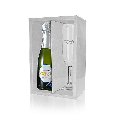 Caixa Mini Champanhe e Taça (20,5cm x 13cm x 6cm) Branca 5 unidades Assk