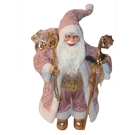 Papai Noel Decorativo em Pé de Natal - Rosa/Branco - 60cm - 1 unidade - Rizzo