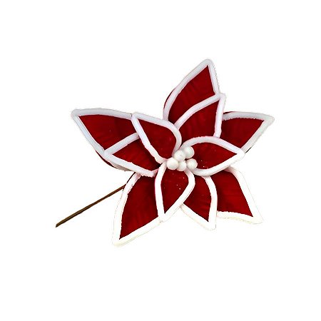 Poinsetia Shape de Natal - Vermelho e Branco - 50cm - 1 unidade - Rizzo