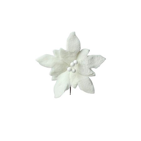 Poinsetia Decorativa de Natal - Branco - 27cm - 1 unidade - Rizzo
