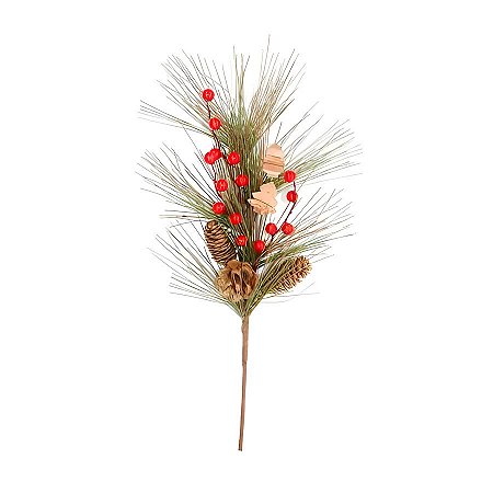 Galho Decorativo Pinus de Natal - Vermelho - 45cm - 1 unidade - Rizzo