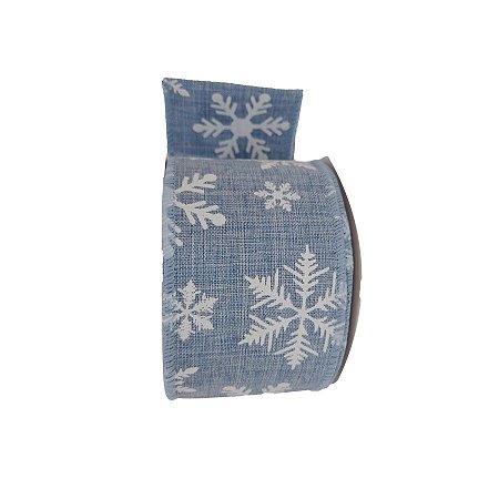 Fita Decorativa de Natal - Azul - 6.3cm x 10m - 1 unidade - Rizzo