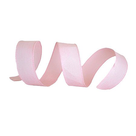 Fita Decorativa Aramada de Natal - Rosa/Dourada - 6.3cm x 9.14m - 1 unidade - Rizzo