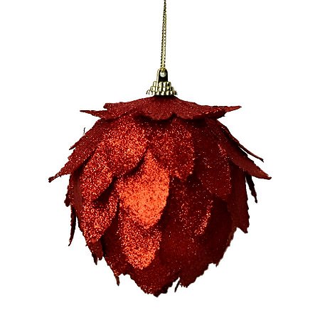 Bola de Natal Decorada - Vermelho/Dourado - 8cm - 3 unidades - Rizzo