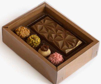 Caixa Tablete - Kraft - Diamant+Bombom - 5 unidades - Crystal - Rizzo Confeitaria