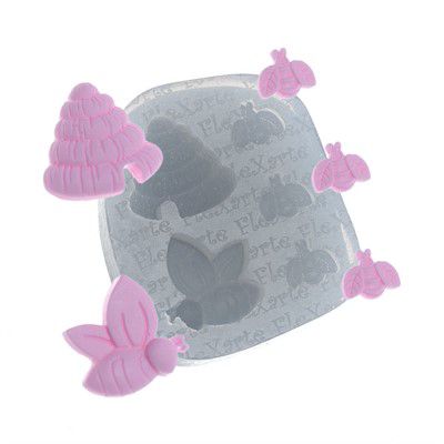 Molde de Silicone Mini Abelhas e Colmeia Ref. 141 Flexarte