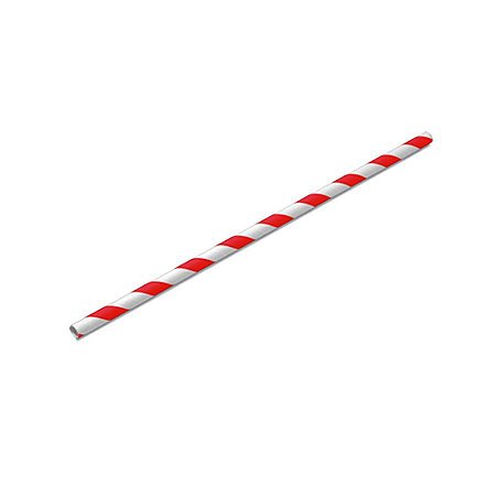 Canudo Biodegradável Listrado Branco e Vermelho - 20 unidades - Rizzo