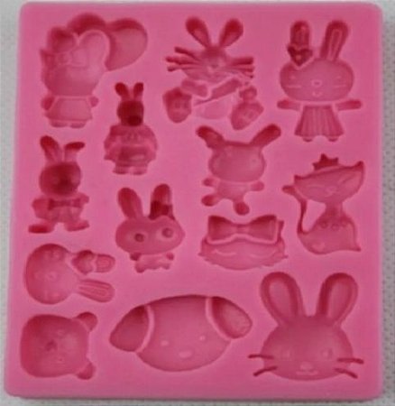 Molde de Silicone Rostinhos de Coelhos Páscoa P22 Molds Planet Rizzo Confeitaria