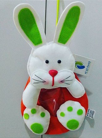 Sacolinha Coelho de Páscoa Laranja em Feltro - 01 unidade - Pé de Pano - Rizzo Festas
