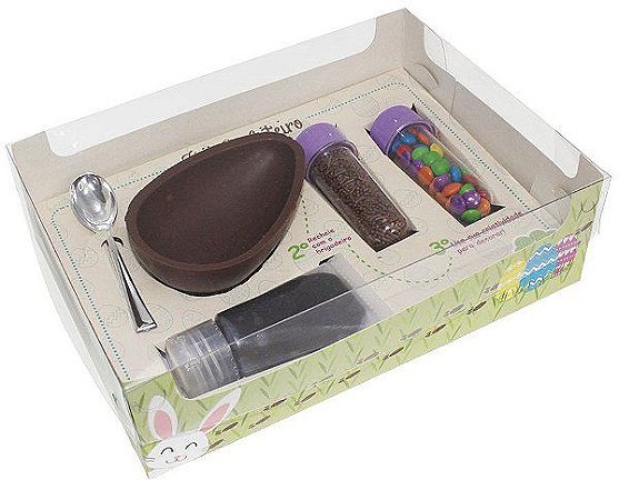Caixa Ovo de Colher Kit Confeiteiro Diversão 2268 - Meio Ovo de 150g - 10 unidades - Ideia Embalagens - Páscoa Rizzo Emb